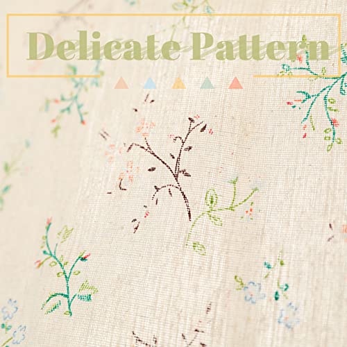 Moslovstar Farmhouse Cotton Linen Tier Curtain 36 Inch Long Elegant Floral Lace Window Treatment Kitchen Bathroom Short Curtain, 1 Panel, Little Grass and Flower on Beige - Image 4