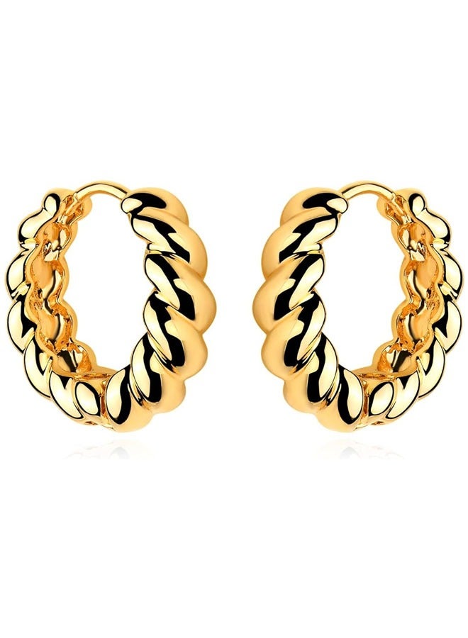 Mevecco Women Huggie Earrings Gold Hoop 14K Gold Filled Small Simple Handmade Hypoallergenic Everyday Jewelry - Image 1