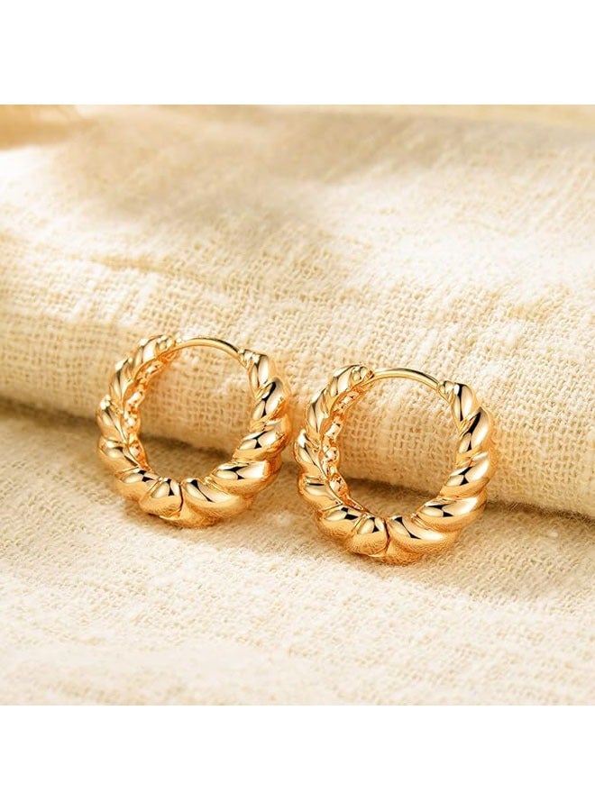 Mevecco Women Huggie Earrings Gold Hoop 14K Gold Filled Small Simple Handmade Hypoallergenic Everyday Jewelry - Image 5