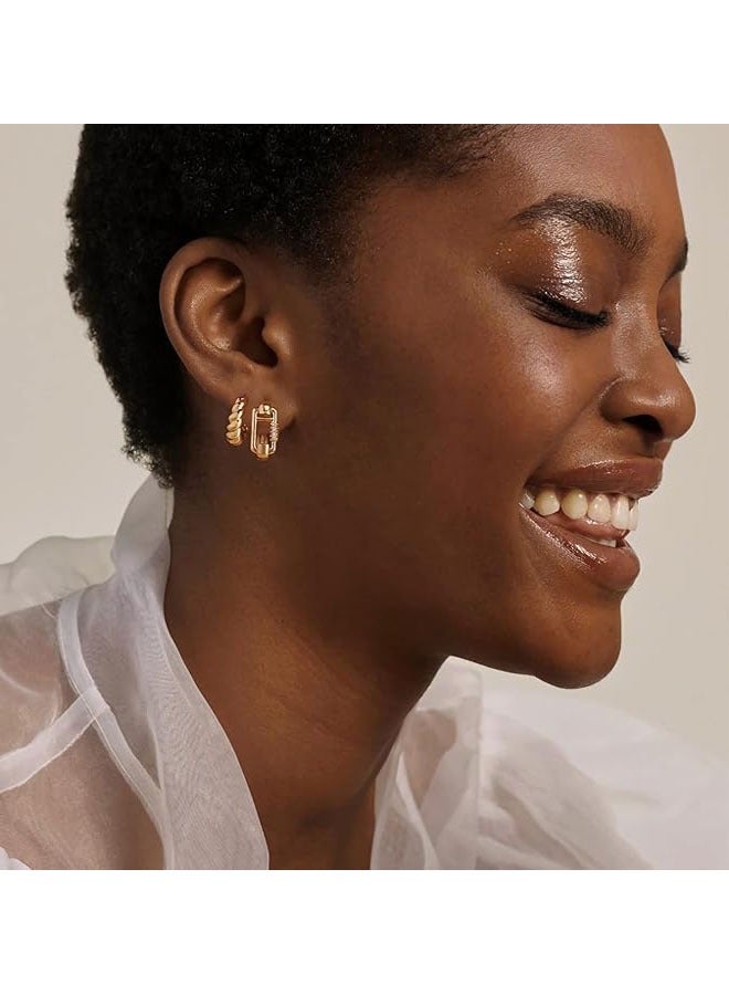 Mevecco Women Huggie Earrings Gold Hoop 14K Gold Filled Small Simple Handmade Hypoallergenic Everyday Jewelry - Image 2