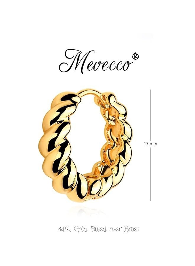 Mevecco Women Huggie Earrings Gold Hoop 14K Gold Filled Small Simple Handmade Hypoallergenic Everyday Jewelry - Image 4
