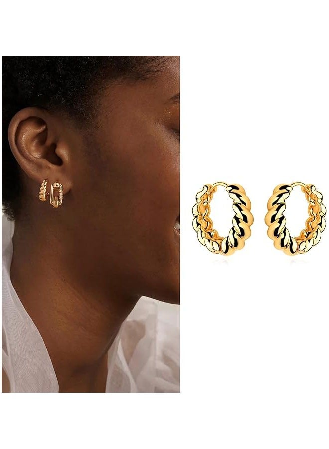 Mevecco Women Huggie Earrings Gold Hoop 14K Gold Filled Small Simple Handmade Hypoallergenic Everyday Jewelry - Image 3