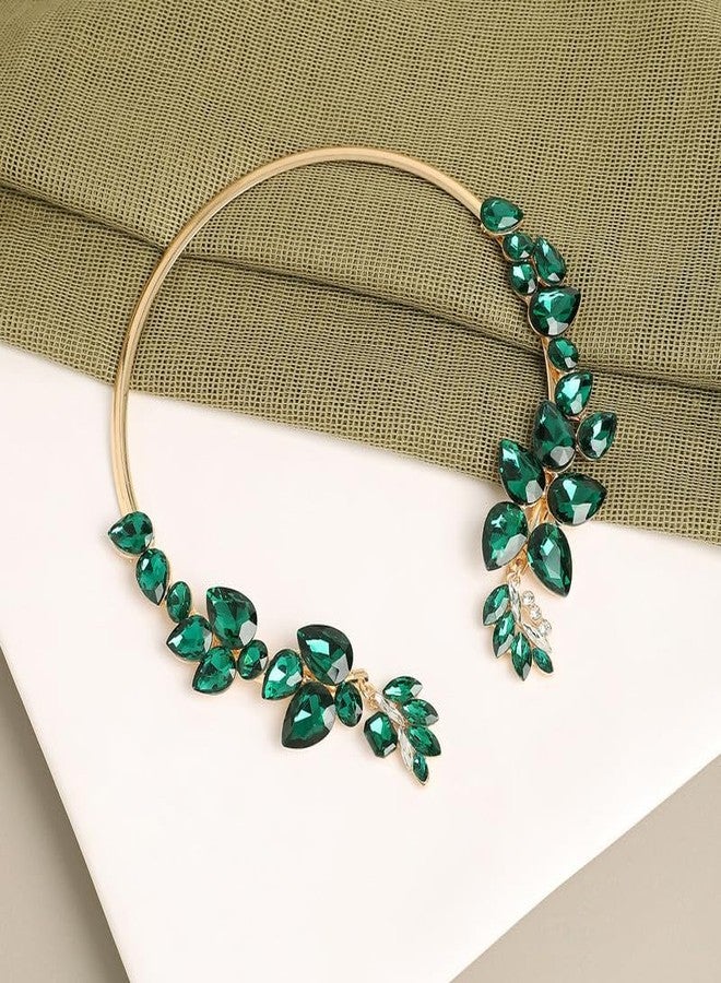 SOHI Green Rhinestones Designer Necklace, American Diamond Necklace For Women, Women Necklace, Choker Necklace, Fancy, Indo-Western Jewellery For Women, Crystal, Fashion Jewellery, Alloy - Image 2