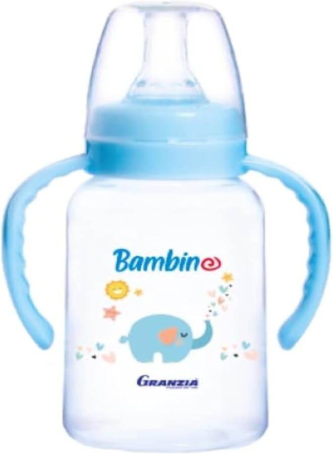 Granzia Bambino Classic Baby Feeding Bottle Blue 150 ML With Hand
