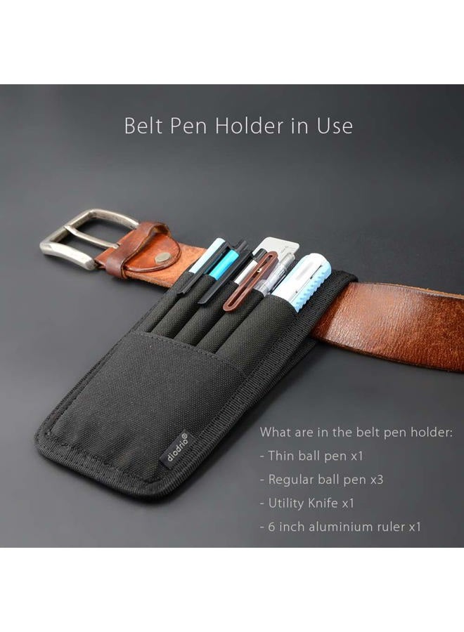 diodrio Belt Pen Holder, Pencil Holder Pouch, Pen Sleeve Case Holster for Belt, Hold Multiple pens, Hold 6 Inch Ruler, 4 Pens and a Marker. Made of Durable Fabrics, Detachable, Black. - Image 3
