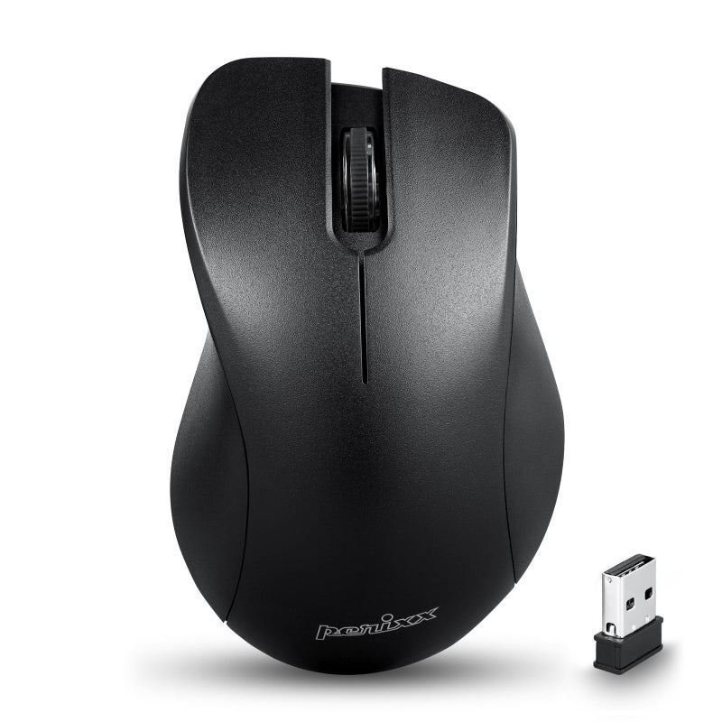 Perixx PERIMICE621B Wireless Mouse Silent Click with Ergo Design Compatible for Desktop and Laptop PC Wireless 24 GHz Black - Image 2