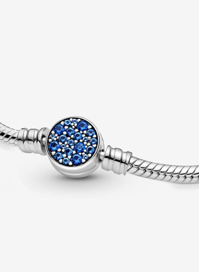 Chomel cubic zirconia sparkling blue buckle chain snake bone chain bracelet 599288C01-18 - Image 4