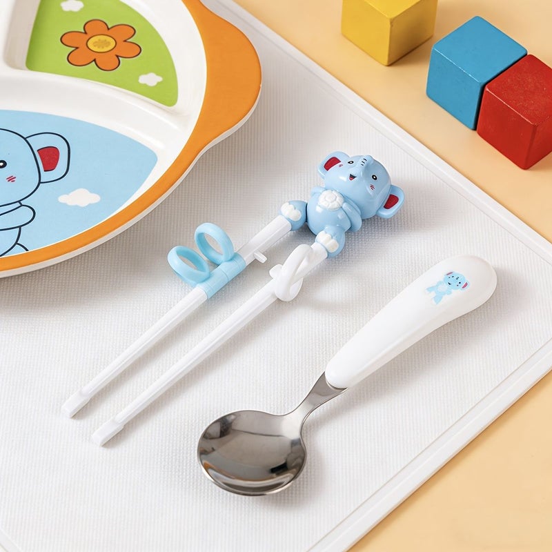 Monkey Animal Toddler Utensils Chopsticks Spoon Dishwasher Safe Plastic Handle - Image 5