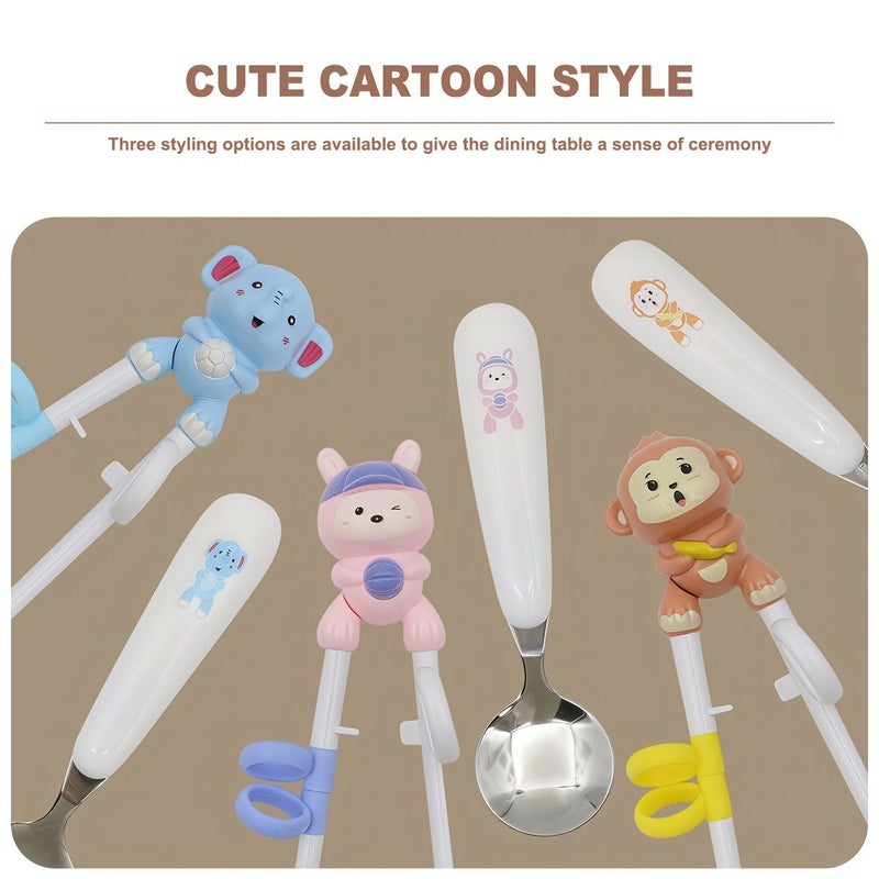 Monkey Animal Toddler Utensils Chopsticks Spoon Dishwasher Safe Plastic Handle - Image 4