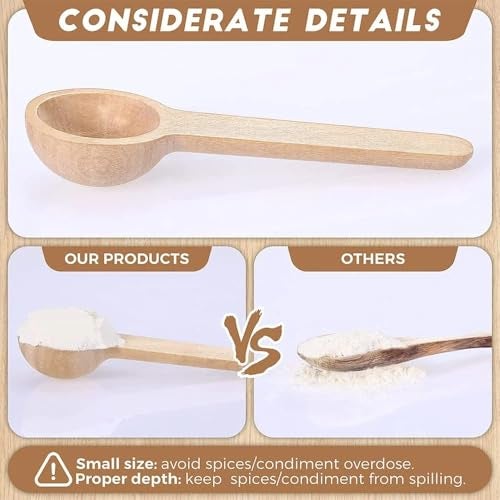 MaruHub 5Pcs Mini Wooden Spoons for Masala Jar Container, Reusable Candy Spoon, Baby Scoops, Environmental Protection, Non-Toxic Multi-Purpose Wooden Condiment Spoons for Kitchen Spices (Round, Big) - Image 5