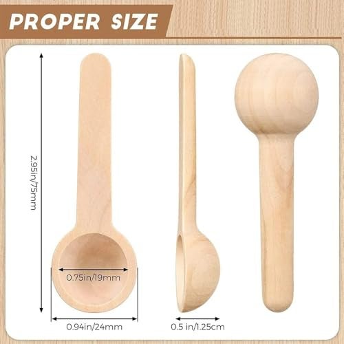 MaruHub 5Pcs Mini Wooden Spoons for Masala Jar Container, Reusable Candy Spoon, Baby Scoops, Environmental Protection, Non-Toxic Multi-Purpose Wooden Condiment Spoons for Kitchen Spices (Round, Big) - Image 4