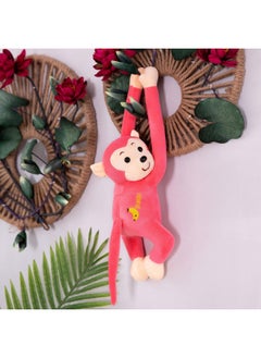 Little Monkey Long-armed Monkey Plush Toy Lie-prone Monkey Will Call Banana Monkey Curtain Monkey Doll Cartoon Grasping Machine Doll-Color:Pink-Height:55cm Expanded Length [ordinary Style]
