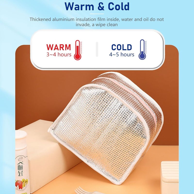 Flywind Kids Lunch Bag for Girls Boys Students | Small Foldable Waterproof Lunch Box for Travel Picnic School | Reusable Cartoon Insulated Lunchbag (Dark Pink Pony) - Image 5