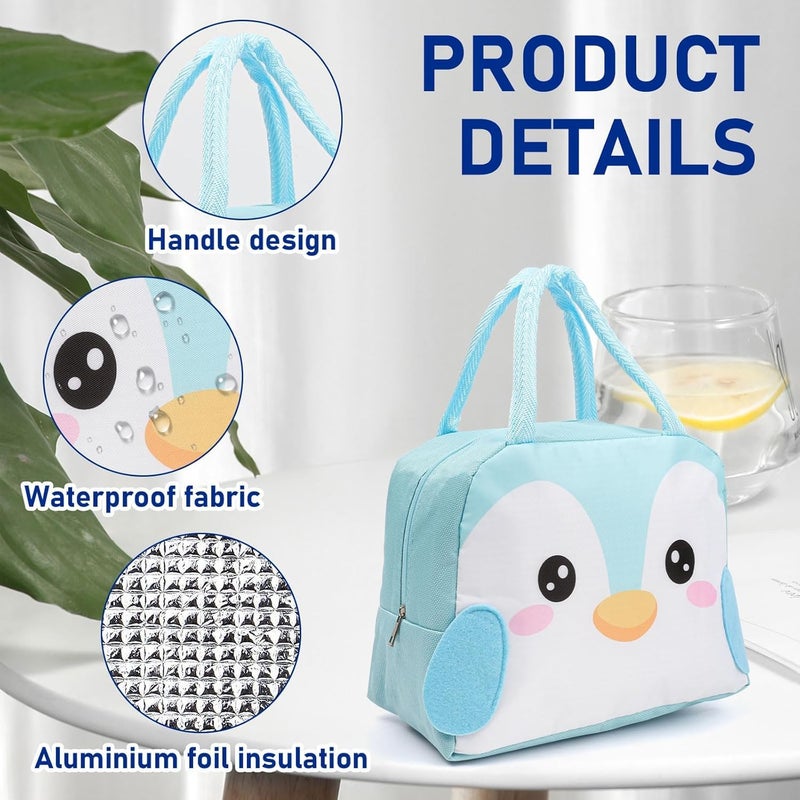 Flywind Kids Lunch Bag for Girls Boys Students | Small Foldable Waterproof Lunch Box for Travel Picnic School | Reusable Cartoon Insulated Lunchbag (Dark Pink Pony) - Image 3