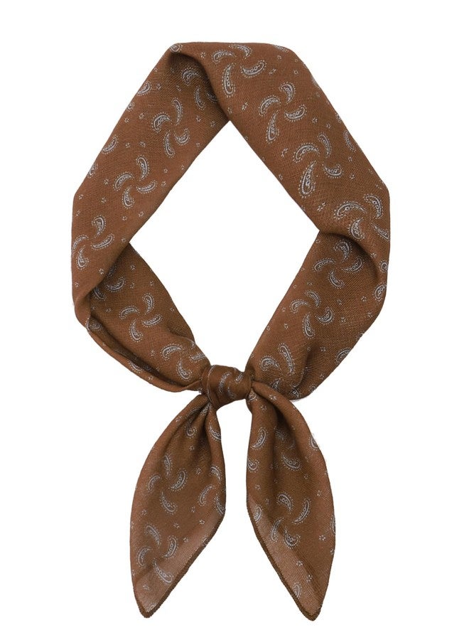 GERINLY Brown Cotton Neckerchief for Men, Paisley Cravat, Casual Neck Scarf, Soft Head Scarf Hair Band (Brown) - Image 1