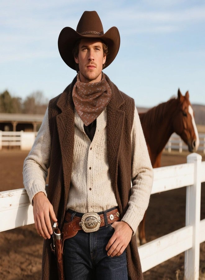 GERINLY Brown Cotton Neckerchief for Men, Paisley Cravat, Casual Neck Scarf, Soft Head Scarf Hair Band (Brown) - Image 4