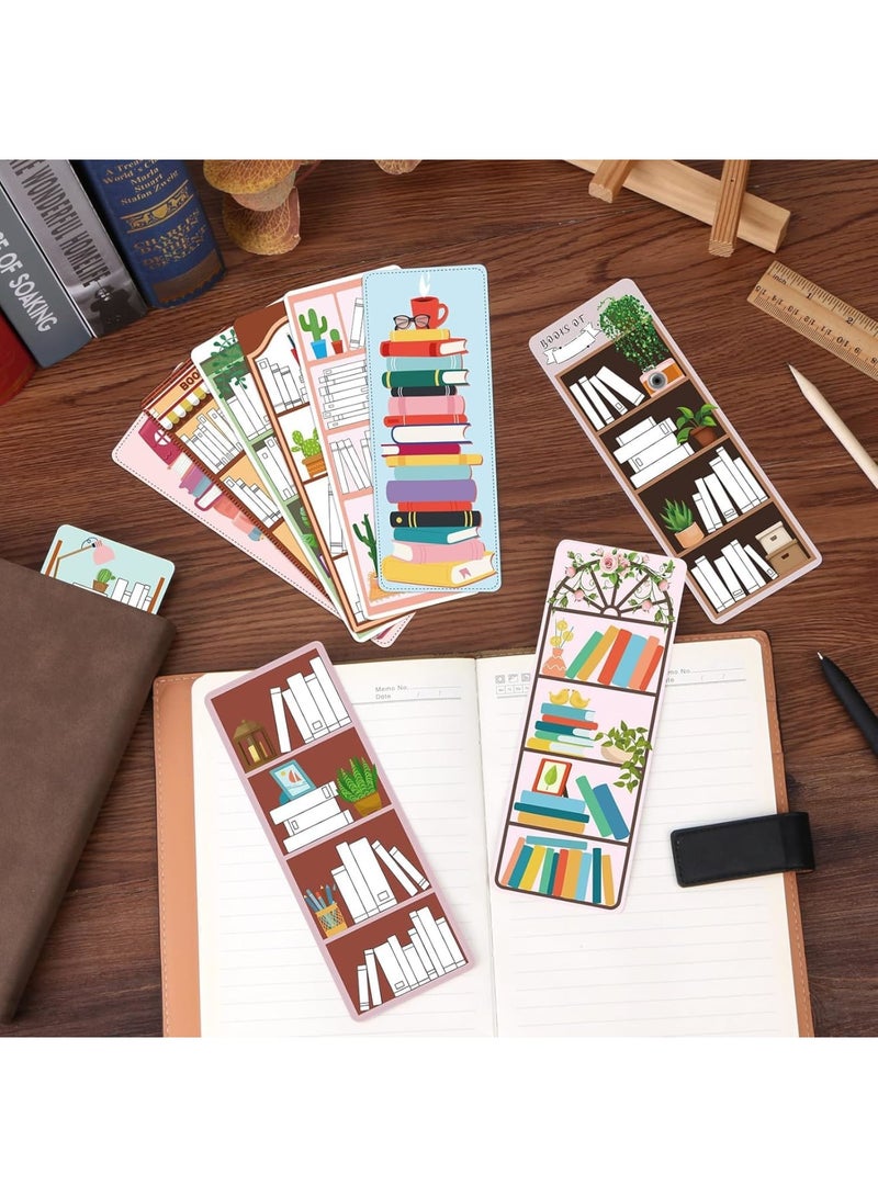 SYOSI Bookmarks, 100 Double-Sided Page Markers with Bookshelf Design, Cute Reading Book Marks for Students Women Book Lovers, School Office Library Supplies - Image 4