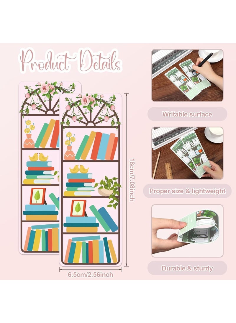 SYOSI Bookmarks, 100 Double-Sided Page Markers with Bookshelf Design, Cute Reading Book Marks for Students Women Book Lovers, School Office Library Supplies - Image 3