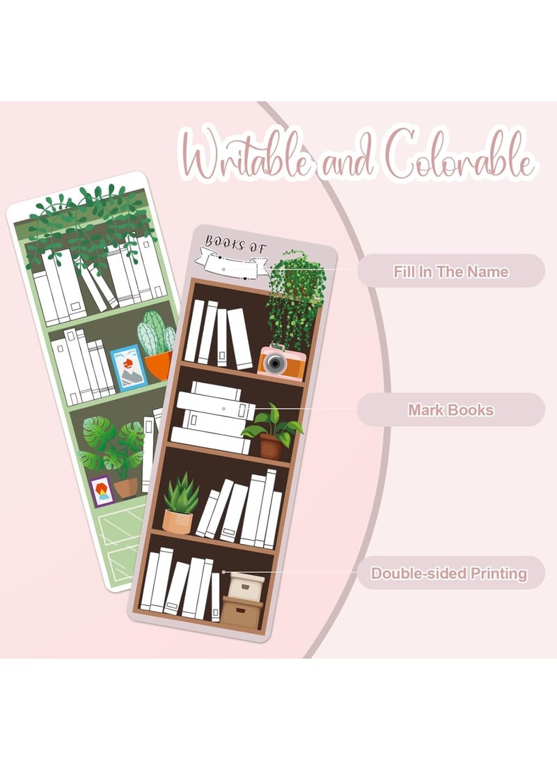 SYOSI Bookmarks, 100 Double-Sided Page Markers with Bookshelf Design, Cute Reading Book Marks for Students Women Book Lovers, School Office Library Supplies - Image 2