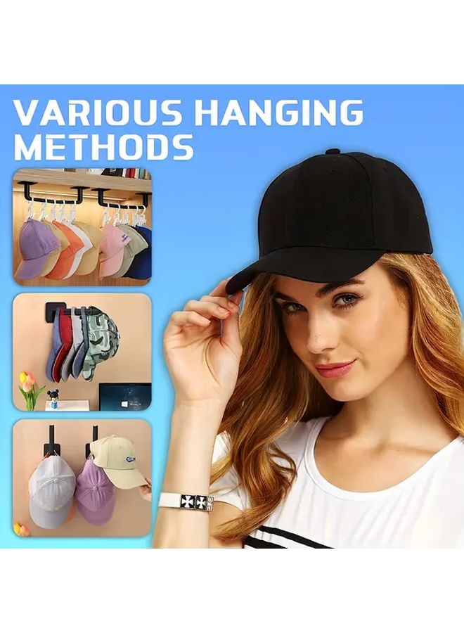 Black 4 Pcs Self Adhesive Hooks No Drill Hat Storage Hanger For Caps Towels Keys - Image 3