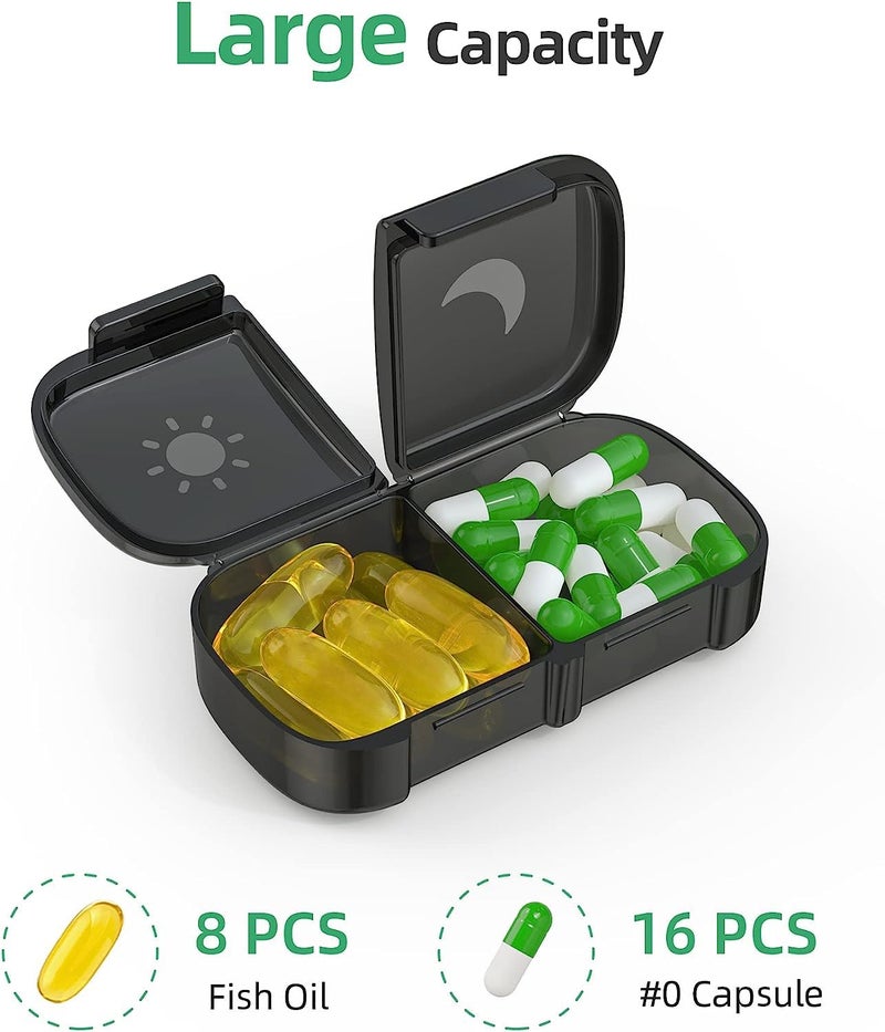Rabbonix Weekly Medicine Organizer Box 02 Times a Day, Tablets Container Case Travel Pill Box For 07 days | Black | 01 Pcs - Image 3