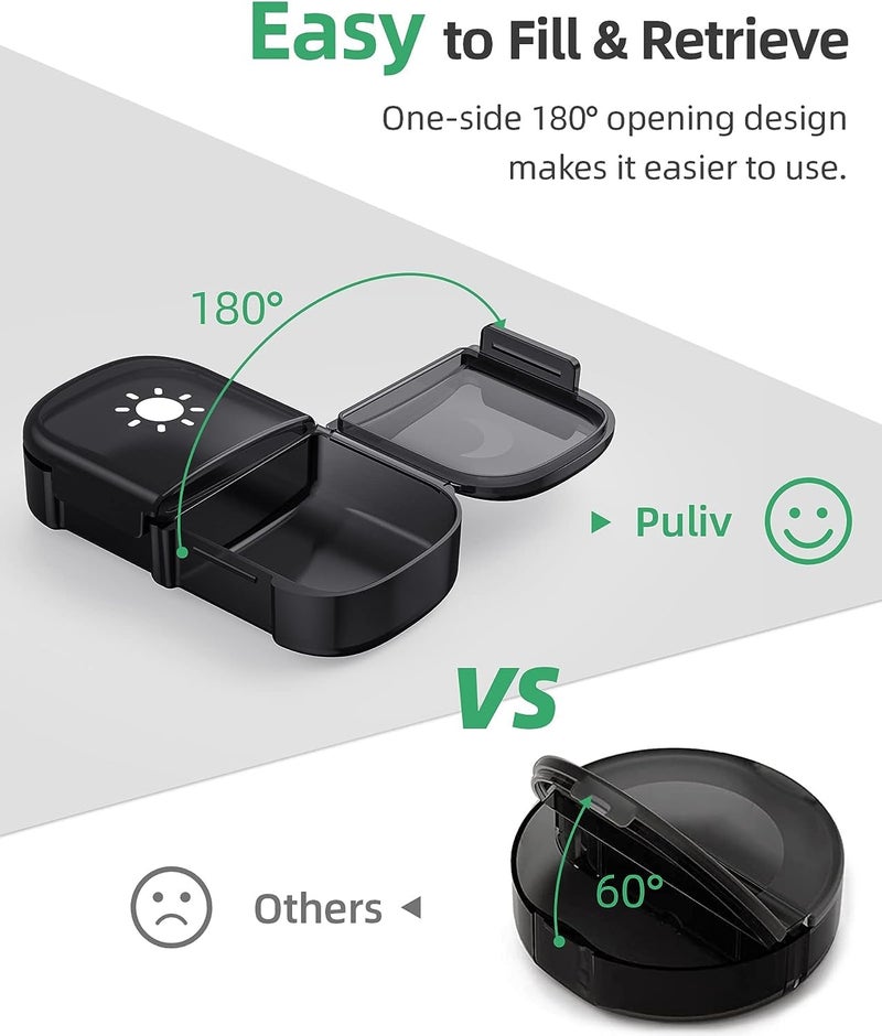 Rabbonix Weekly Medicine Organizer Box 02 Times a Day, Tablets Container Case Travel Pill Box For 07 days | Black | 01 Pcs - Image 2