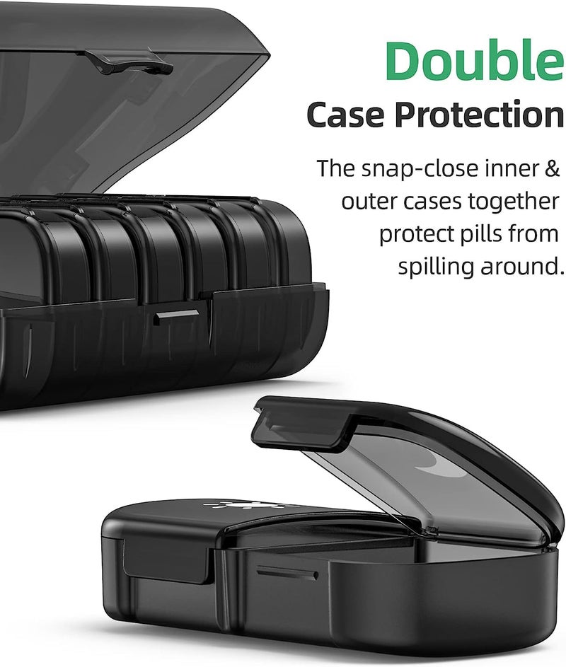 Rabbonix Weekly Medicine Organizer Box 02 Times a Day, Tablets Container Case Travel Pill Box For 07 days | Black | 01 Pcs - Image 5