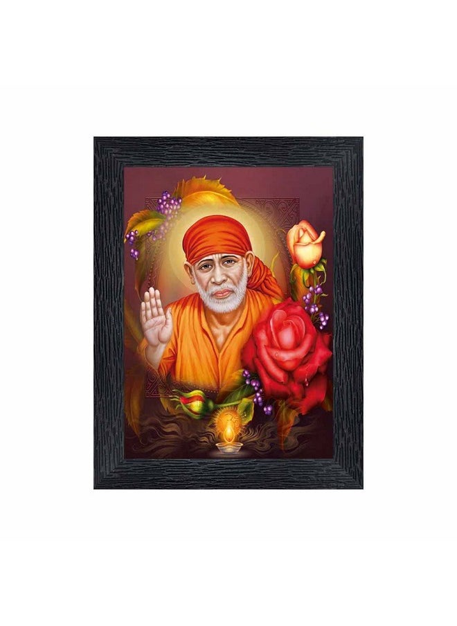PNF - pnf Poster And Frames Sai Baba Wooden Photo Frame With Acrylic Sheet | For Living, Pooja Room | Home Decoration Item | Best Gifting Option (8x6inch) 208151 - Image 1
