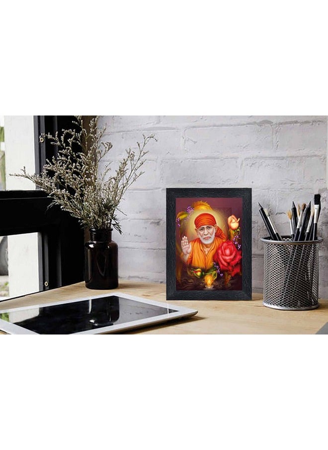 PNF - pnf Poster And Frames Sai Baba Wooden Photo Frame With Acrylic Sheet | For Living, Pooja Room | Home Decoration Item | Best Gifting Option (8x6inch) 208151 - Image 1