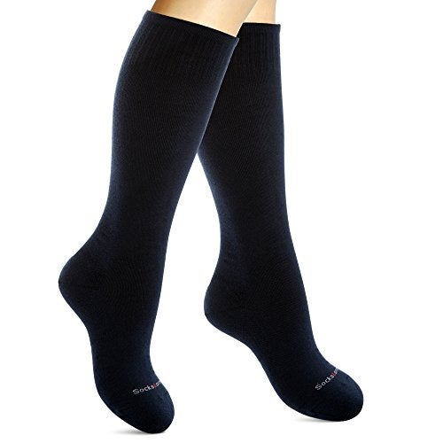 SocksLane Cotton Compression Socks, 15–20 mmHg Graduated Support, Knee-High Medical Compression (Navy Blue M/L) - Image 1