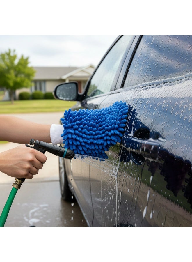 Agc Microfiber Chenille Wash Mitt Double Sided Car Cleaning Glove Ultra Absorbent Scratch Free Vehicle Bike Boat Interior Exterior Wash Duster Elastic Wrist Cuff Machine Washable Reusable Cleaning Mitt Size 24 x 17 cm Household Home CareToolsProX - Image 2
