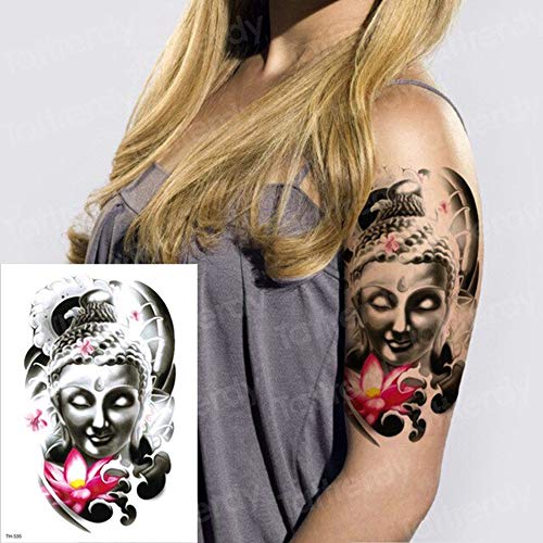 S.A.V.I 3D Temporary Tattoo Beautiful Buddha God Holy Religious Lotus Design Size 21x15CM - 1PC., Black, 10 g - Image 2