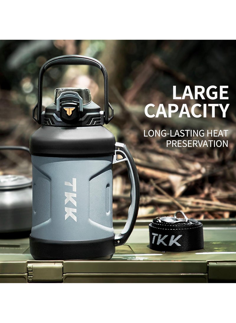 TKK 55oz Large Insulated Water Bottles with Straw Half Gallon Stainless Steel Metal Thermos Vacuum Bottle for Hot and Cold Drinks Sports GYM and Outdoor Travel Camping Liquids Hot And Cold For Up To 24 Hours - Image 2