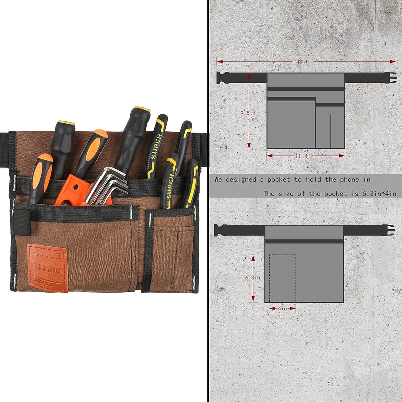 VIDAR TOOLS 6-Pocket Single Side Tool Belt Pouch/Utility Belt/Work Apron for Carpenter and Gardener.Durable Canvas Construction.Comfortable Adjustable Belt.Light Weight.TAN - Image 2