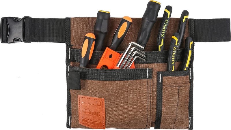 VIDAR TOOLS 6-Pocket Single Side Tool Belt Pouch/Utility Belt/Work Apron for Carpenter and Gardener.Durable Canvas Construction.Comfortable Adjustable Belt.Light Weight.TAN - Image 4