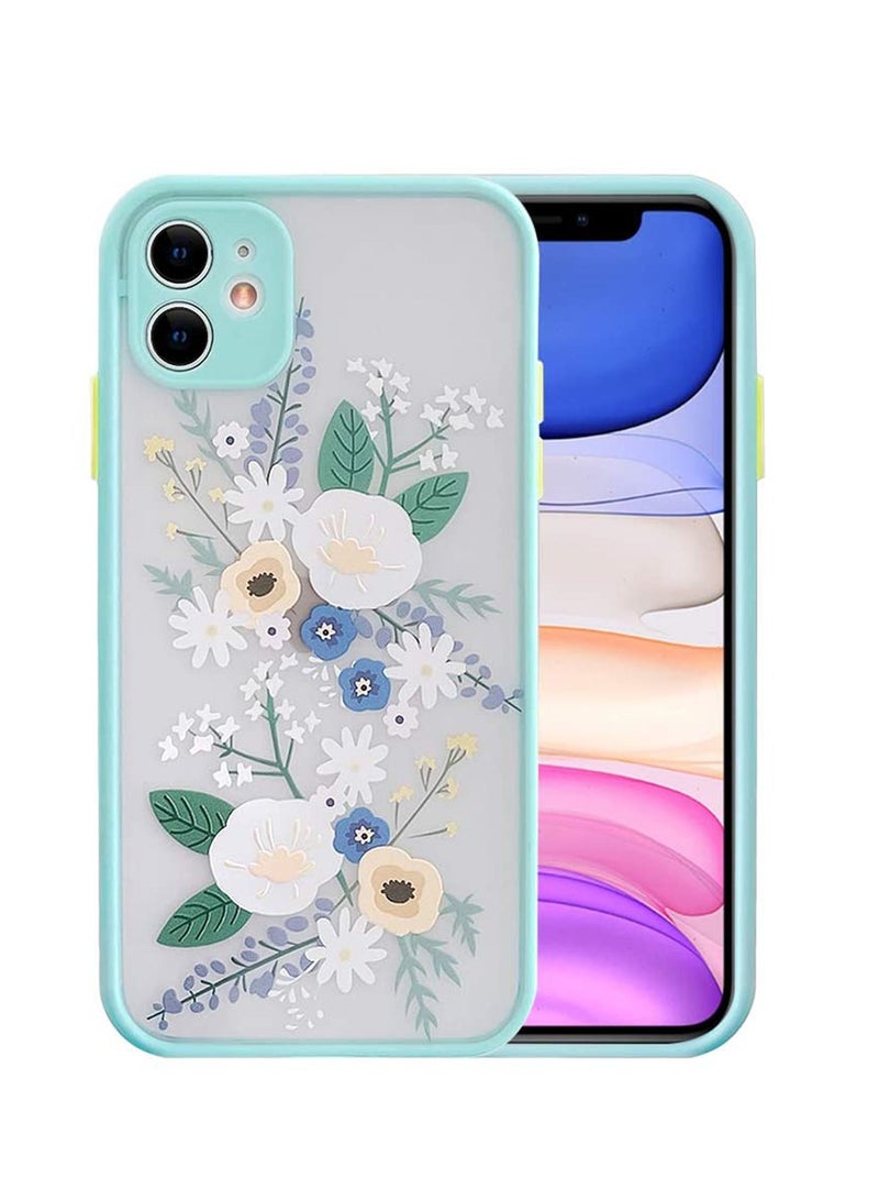SYOSI Compatible for iPhone 11 Case for Clear Flowers Pattern Frosted PC Back 3D Floral Girls Woman and Soft TPU Bumper Protective Silicone Slim Shockproof Case  - Image 1