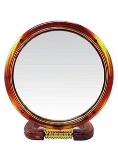Round makeup mirror mounted on the table top - on both sides of the bathroom - dressing table - double sides - natural view - 5 times magnified view (size 23*15 cm)
