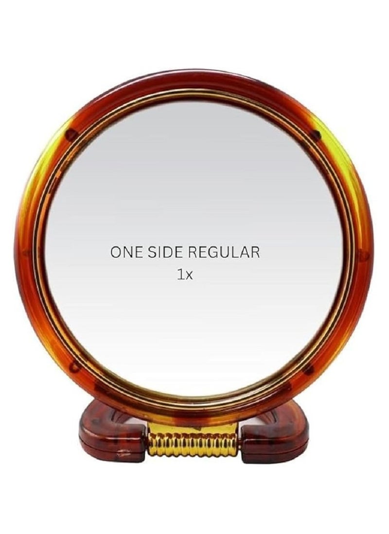 Generic - Round makeup mirror mounted on the table top - on both sides of the bathroom - dressing table - double sides - natural view - 5 times magnified view (size 23*15 cm) - Image 1