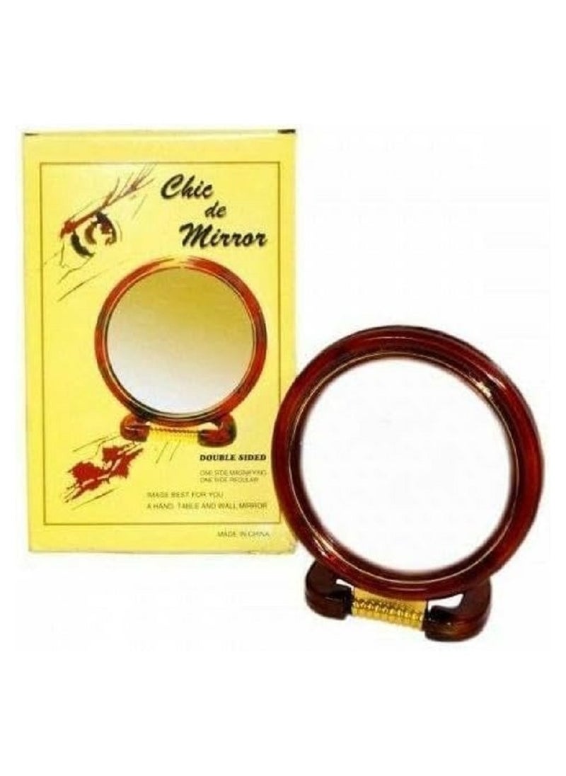 Generic - Round makeup mirror mounted on the table top - on both sides of the bathroom - dressing table - double sides - natural view - 5 times magnified view (size 23*15 cm) - Image 1