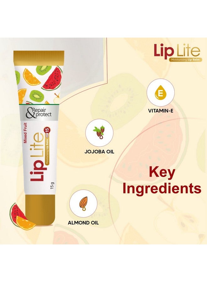 Leeford Lip Lite Moisturizing Lip Balm Pack of 6 (15g Each) | Mixed Fruit Flavor | With SPF 15 | Enriched with Jojoba, Almond Oil & Shea Butter | Smoothens, Hydrates & Nourishes for Soft, Supple Lips - Image 5