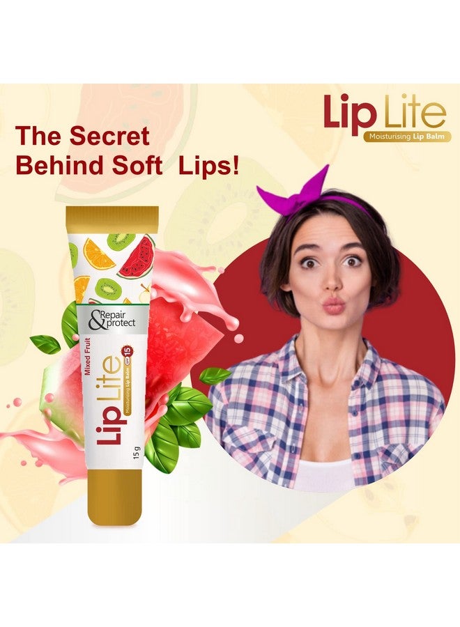 Leeford Lip Lite Moisturizing Lip Balm Pack of 6 (15g Each) | Mixed Fruit Flavor | With SPF 15 | Enriched with Jojoba, Almond Oil & Shea Butter | Smoothens, Hydrates & Nourishes for Soft, Supple Lips - Image 4
