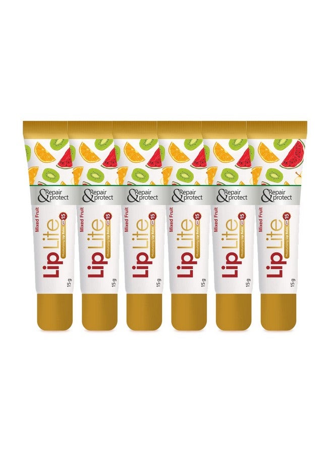 Leeford Lip Lite Moisturizing Lip Balm Pack of 6 (15g Each) | Mixed Fruit Flavor | With SPF 15 | Enriched with Jojoba, Almond Oil & Shea Butter | Smoothens, Hydrates & Nourishes for Soft, Supple Lips - Image 1