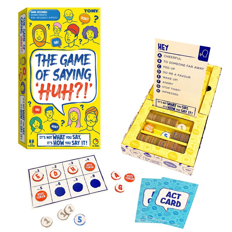 TOMY The Game of Saying Huh Voice Impressions Card Games Funny Party Game of Acting and Guessing Family Board Games for Adults and Kids 38 Players Ages 8 Years and Up - Image 3
