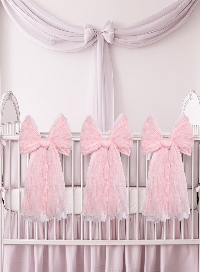 XunYee 3 Pack Large Pink Bows for Decoration 10 x 18 Inches Giant Big Crib Pink Bow Nursery Decor Coquette Party Decor for Wall Birthday Bachelorette Baby Shower Bridal Shower Wedding Supplies - Image 1