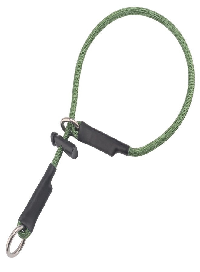 DISCPETSEC Slip Collar for Small & Medium Dogs, 1/4" Nylon Rope Dog Collar with Spring-Loaded Adjustable Stopper, Sturdy Lightweight Slip-On Design (Olive Green, 16") - Image 1