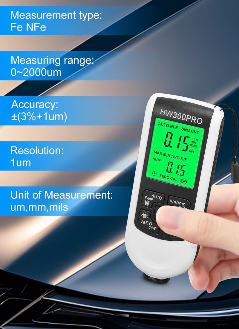 Digital Coating Thickness Gauge ABS Portable Auto Shutdown for Car Paint Measurement Black - Image 4