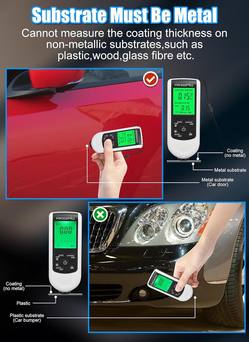 Digital Coating Thickness Gauge ABS Portable Auto Shutdown for Car Paint Measurement Black - Image 5