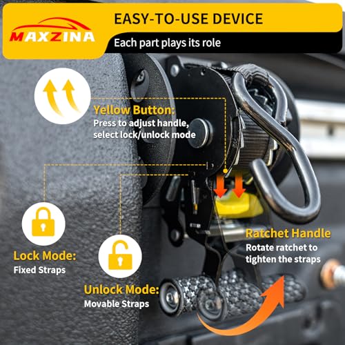 Maxzina Retractable Ratchet Straps Compatible with 2022-2025 Ford Maverick Retracting Straps Auto Retract Securing Strap Tie Down System 2PCS for 2024 Maverick Accessories - Image 5