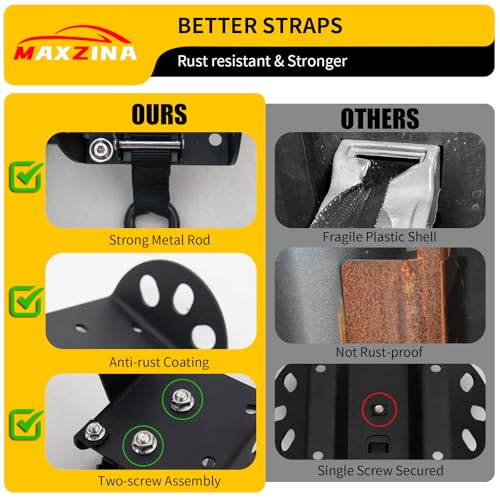 Maxzina Retractable Ratchet Straps Compatible with 2022-2025 Ford Maverick Retracting Straps Auto Retract Securing Strap Tie Down System 2PCS for 2024 Maverick Accessories - Image 2