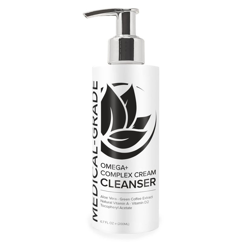 Microderm GLO Omega+ Complex Cream Facial Cleanser, Daily Face Wash & Makeup Remover, All Skin Types, Omega 3 & 6, Retinyl, Green Coffee Extract & Aloe Vera, Paraben-Free & Vegan, 6.7 Fl Oz - Image 1